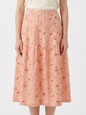 Deborah Murray Y2K Embroidered Pink Cotton Midi Skirt- Sz. Sm